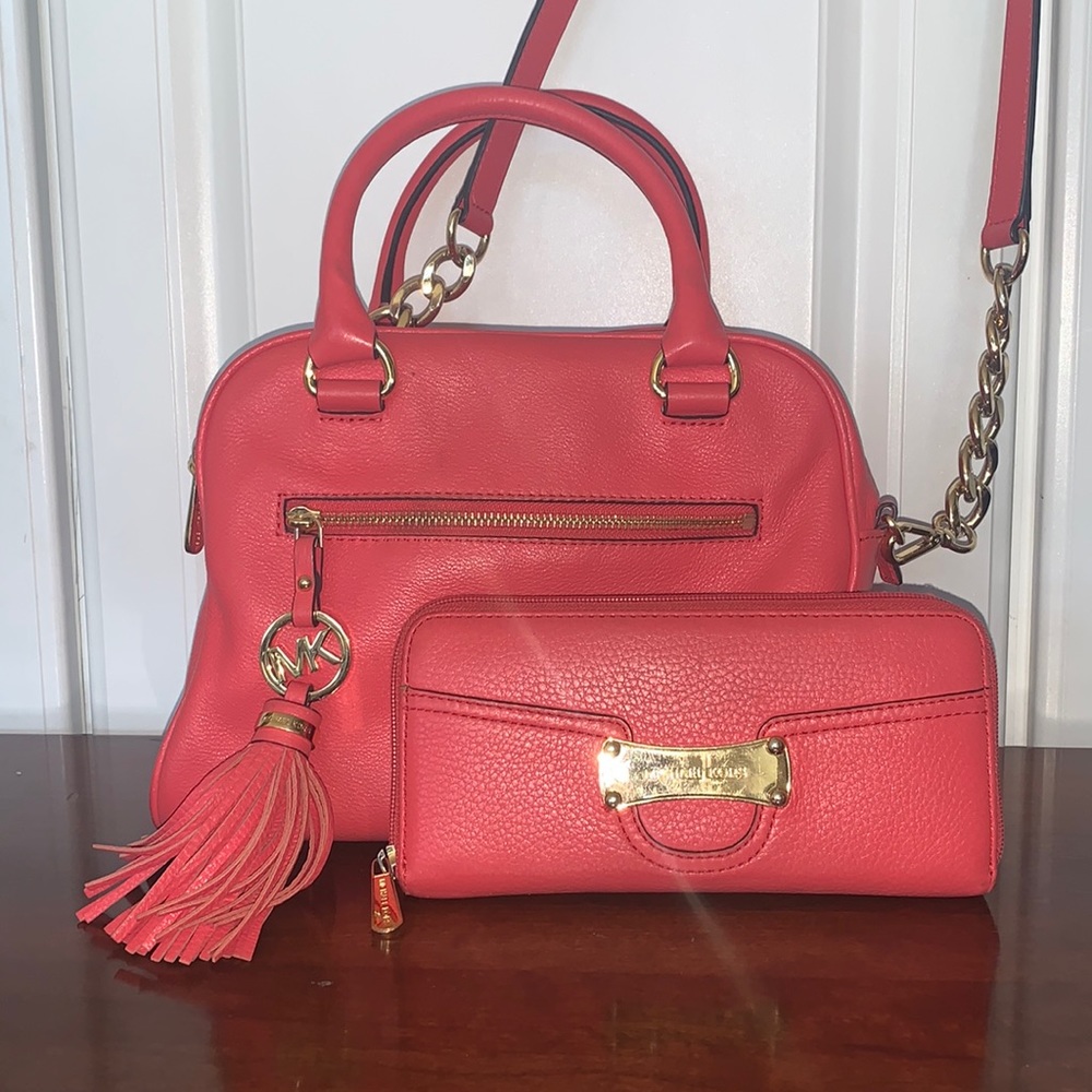 Michael Kors Purse | Coral Crossbody Bag with Matching Wallet